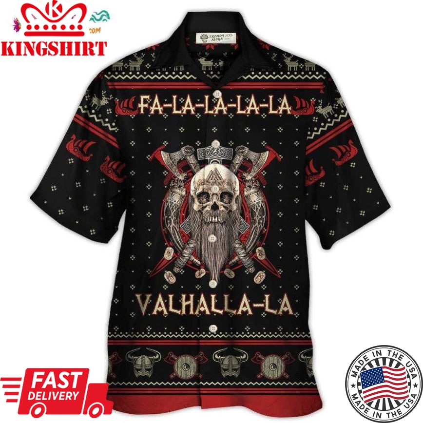 Viking Valhalla Black And Red Fa La La Hawaiian Shirt