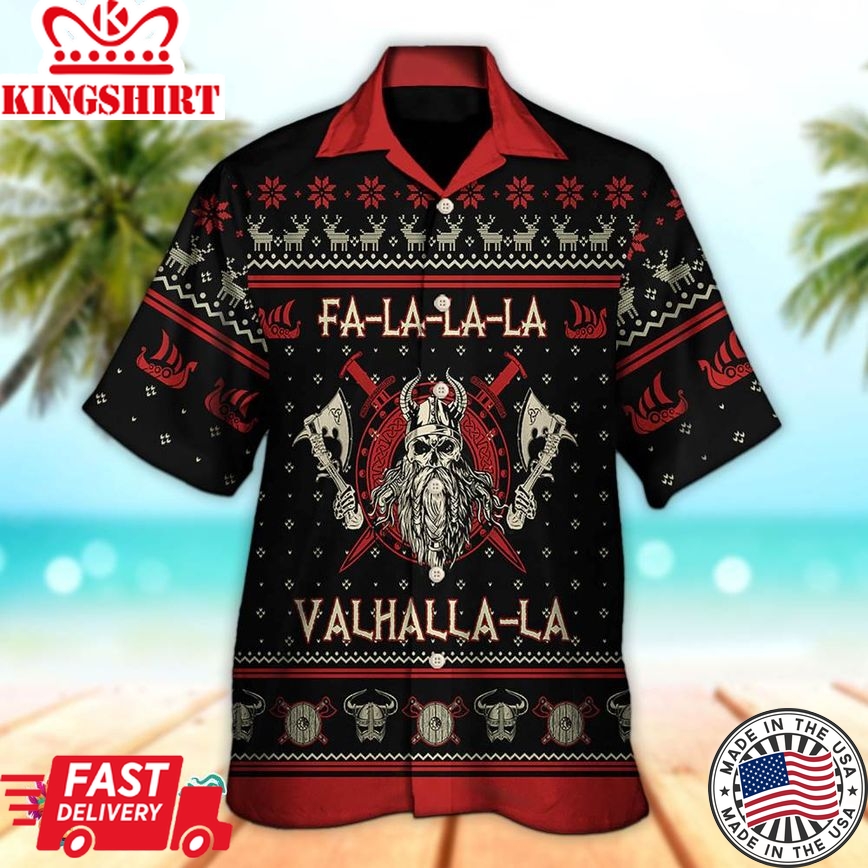 Viking Valhalla Black And Red Hawaiian Aloha Beach Shirt