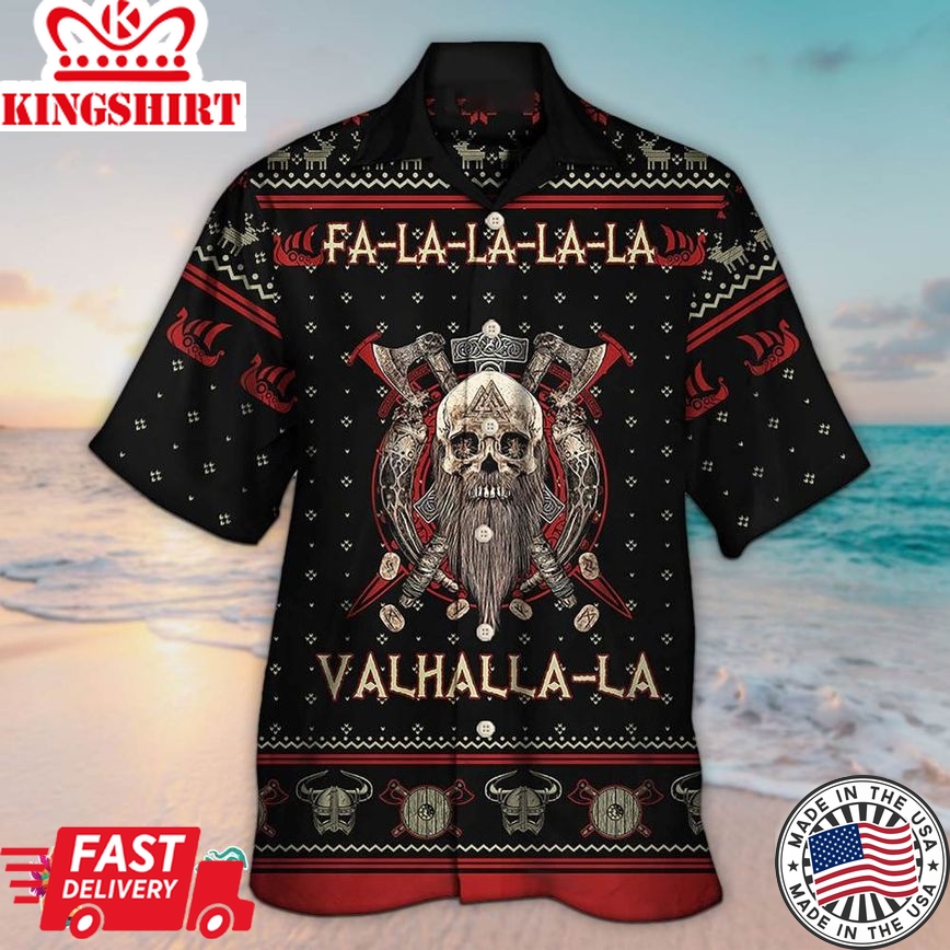 Viking Valhalla Black And Red Hawaiian Aloha Beach Shirt