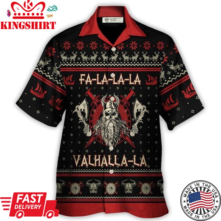 Viking Valhalla Black And Red Hawaiian Shirt