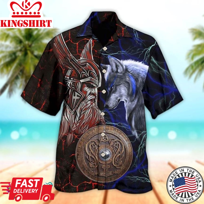 Viking Victory Colorful Life Style Hawaiian Aloha Beach Shirt