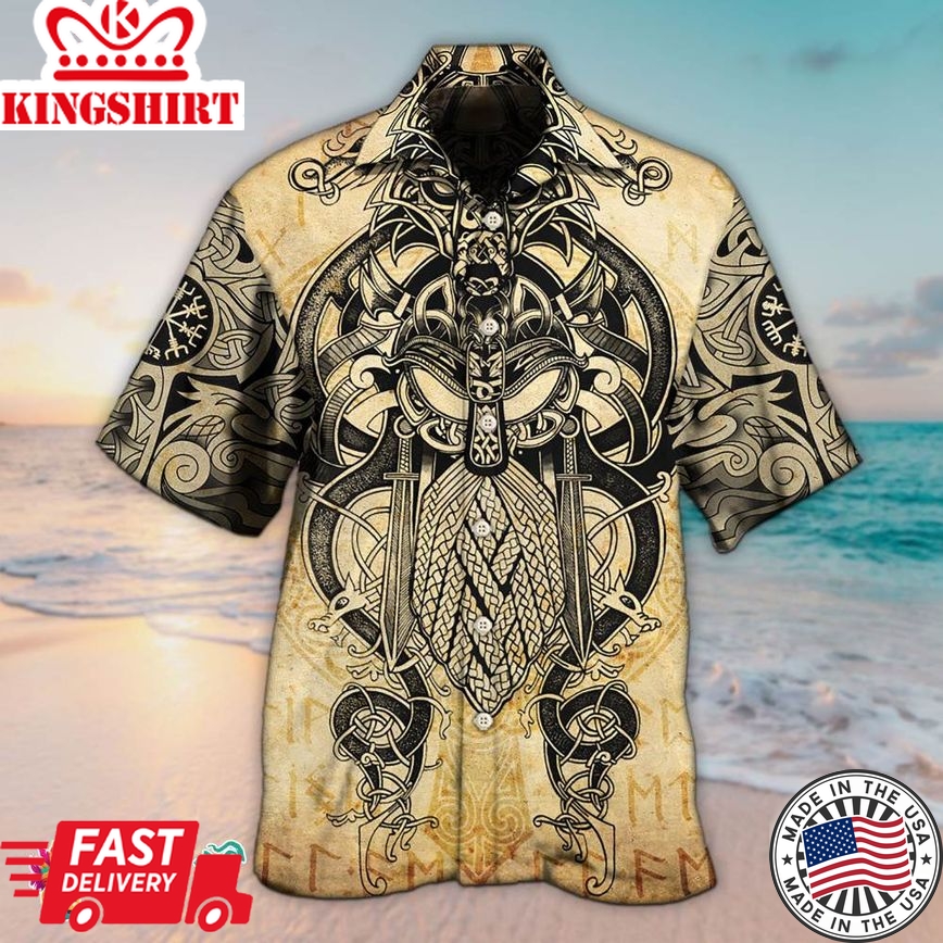 Viking Warrior Blood Pattern Cool Style Hawaiian Aloha Beach Shirt