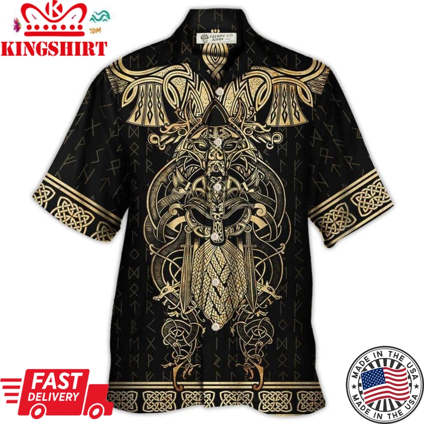 Viking Warrior The Raven Yellow Of Odin Hawaiian Shirt