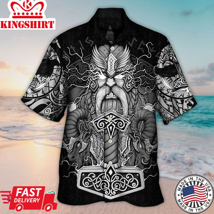 Viking Warrior Thor God Of Thunder Hawaiian Aloha Beach Shirt