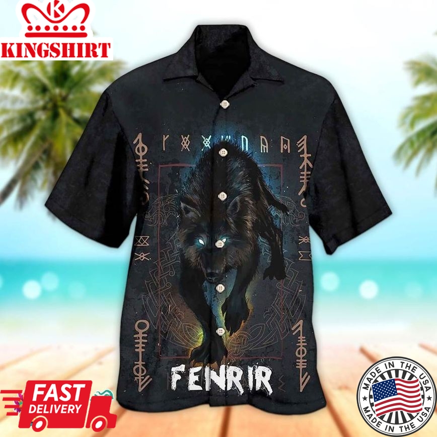 Viking Wolf Fenrir Hawaiian Aloha Beach Shirt