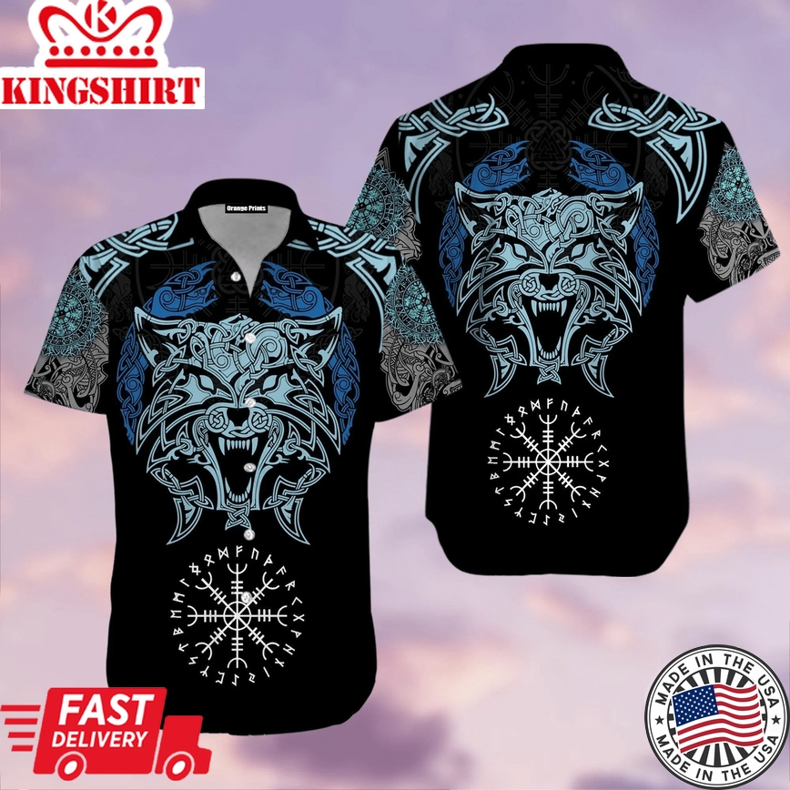 Viking Wolf Tattoo Trendy Hawaiian Shirt For