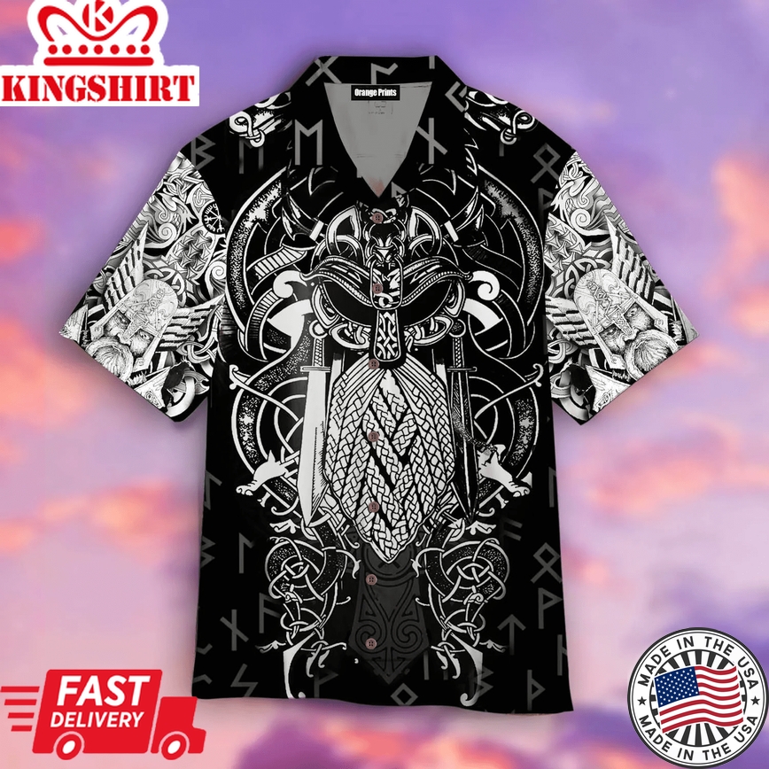 Vikings Odin Tattoo Trendy Hawaiian Shirt For