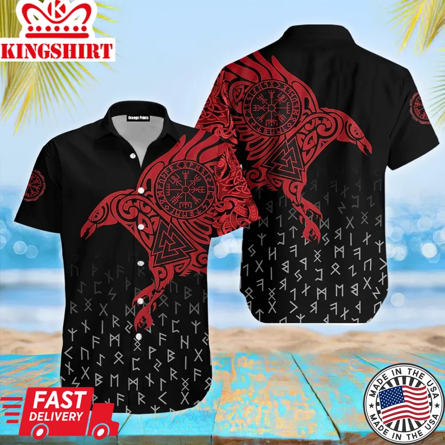 Vikings The Raven Of Odin Trendy Hawaiian Shirt For