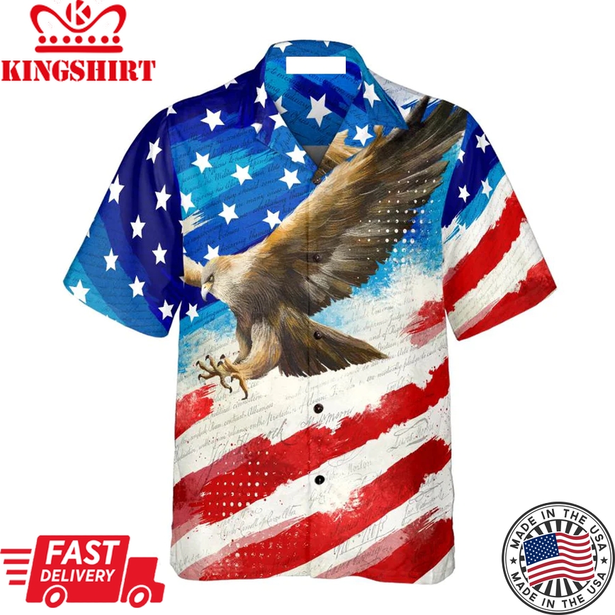 Vintage American Flag Eagle 4Th Of July Trendy Hawaiian Shirt For Men