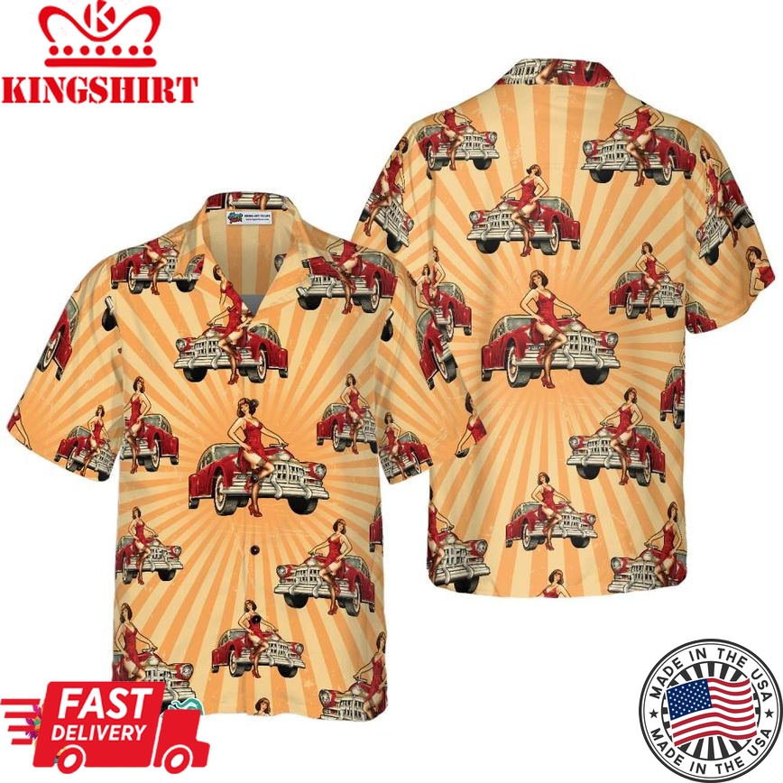 Vintage Car And Chick For Dinner Hawaiian Shirt