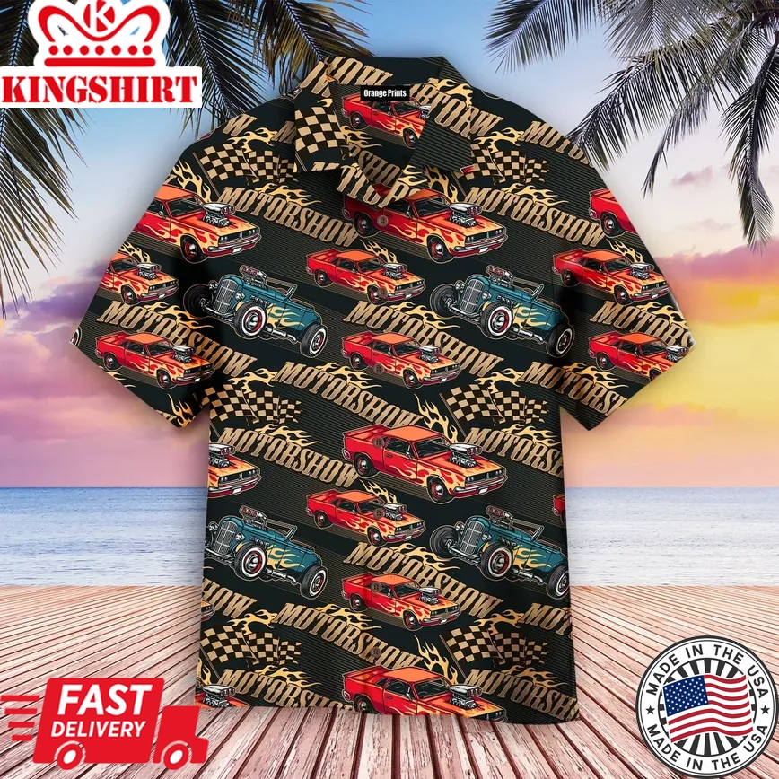 Vintage Car Racing Motorshow Trendy Hawaiian Shirt