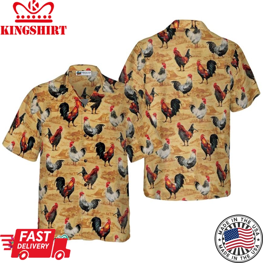 Vintage Chicken Farm Shirt For Men Hawaiian Shirt