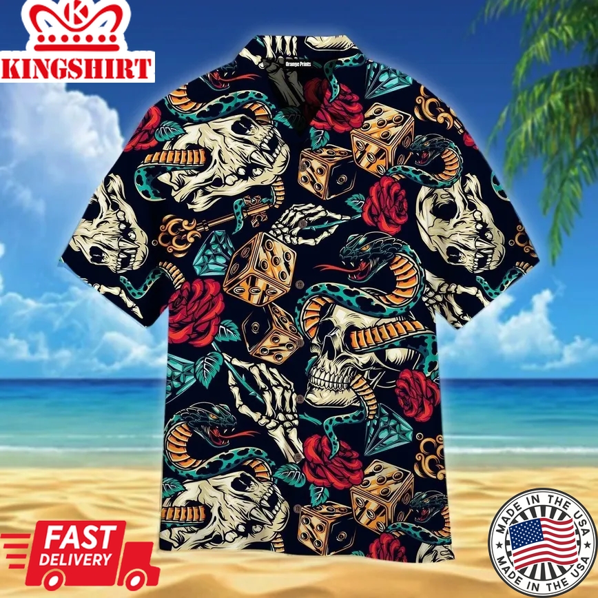 Vintage Colorful Skull Trendy Hawaiian Shirt For