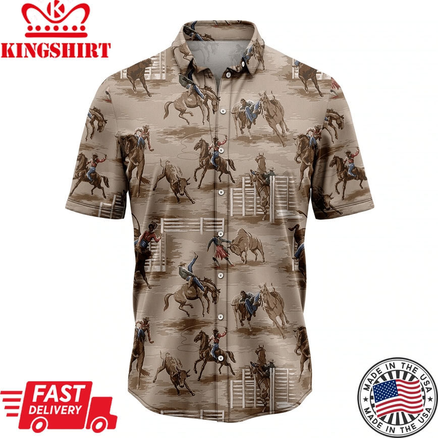 Vintage Cowboy Trendy Hawaiian Shirt, Summer Trendy Hawaiian Shirts For Men, Aloha Beach Shirt