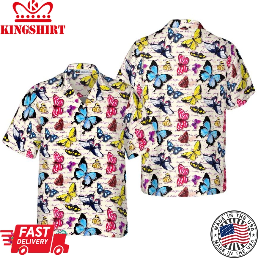 Vintage Exotic Butterflies Hawaiian Shirt