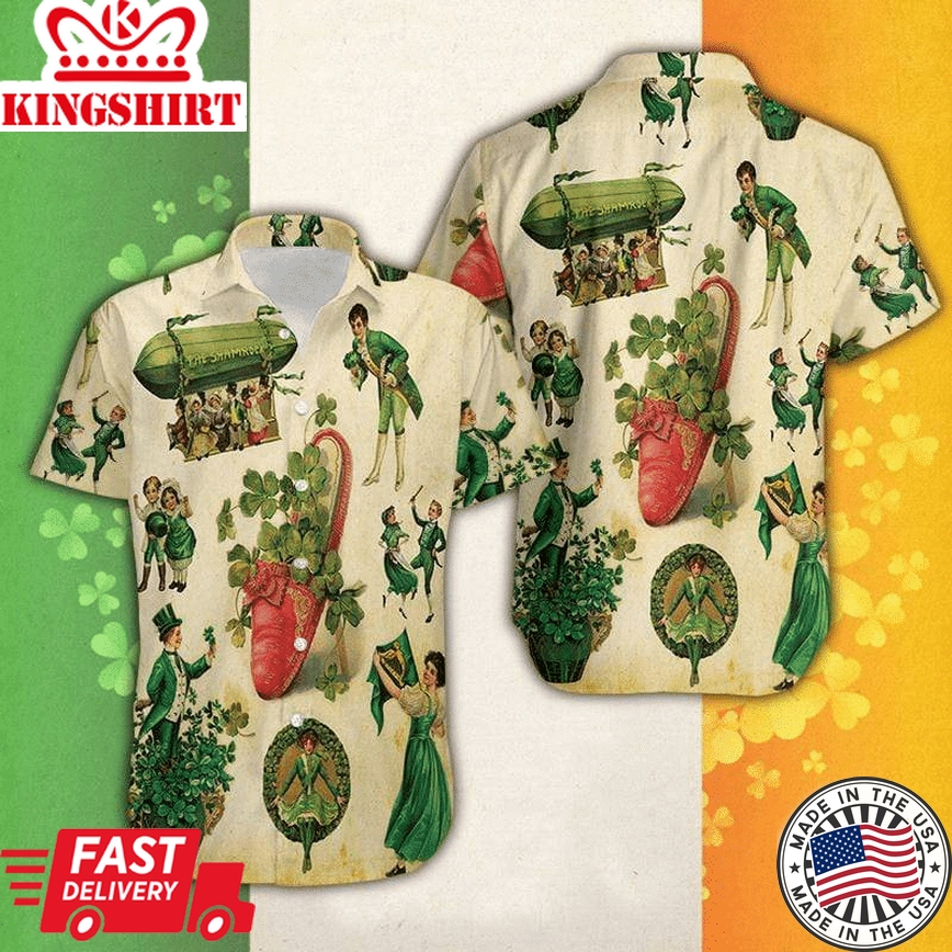 Vintage Girl Irish Patrick's Day Hawaiian Shirts Aloha Hawaii Shirt Aloha Shirt For Summer