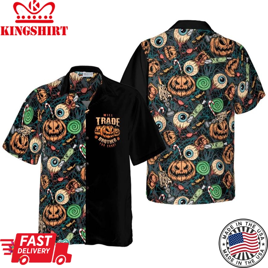 Vintage Halloween Scary Pumpkin Hawaiian Shirt