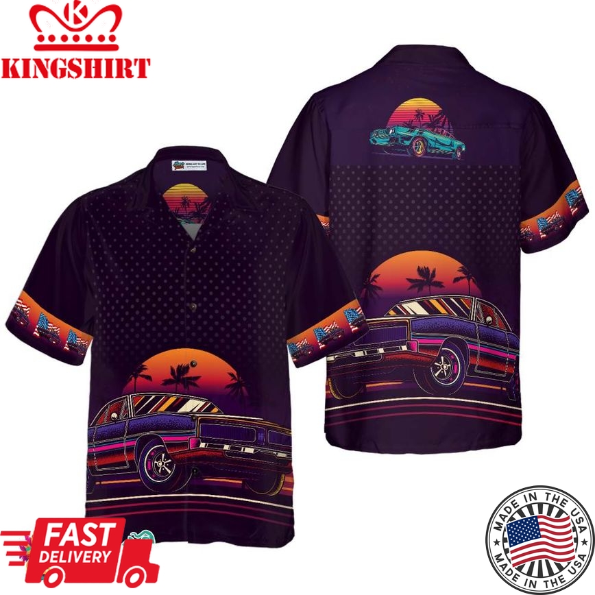 Vintage Neon Muscle Car Hawaiian Shirt