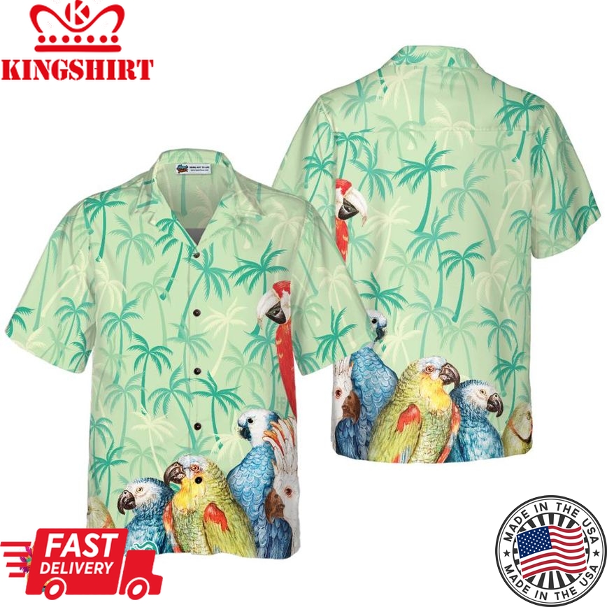 Vintage Parrot With Coconut Palm Tree Hawaiian Shirt