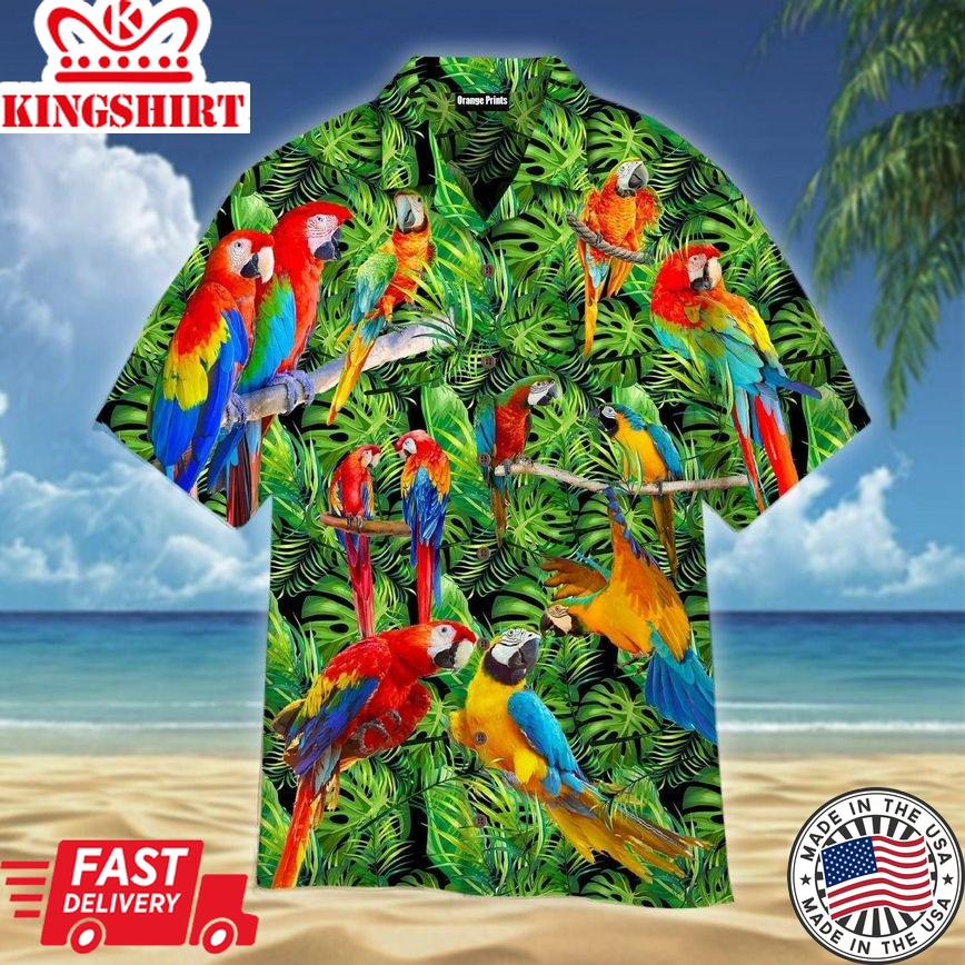 Vintage Parrots Trendy Hawaiian Shirt For