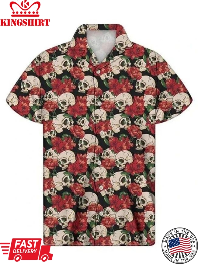 Vintage Skull Casual Turn-Down Collar Hawaiian Shirt