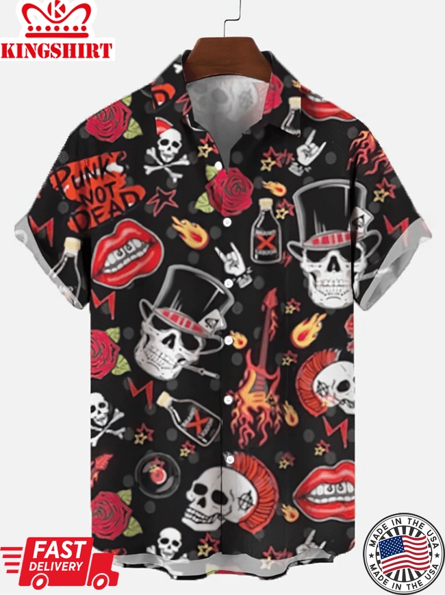 Vintage Skull Print Summer Men's Shirt