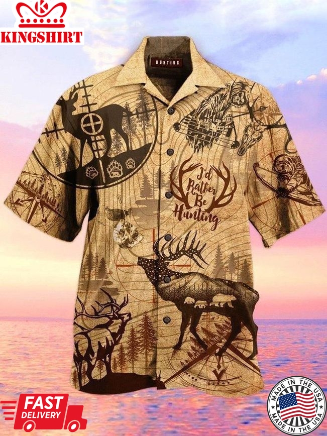 Vintage Style Hunting Deer Pattern Trendy Hawaiian Shirt