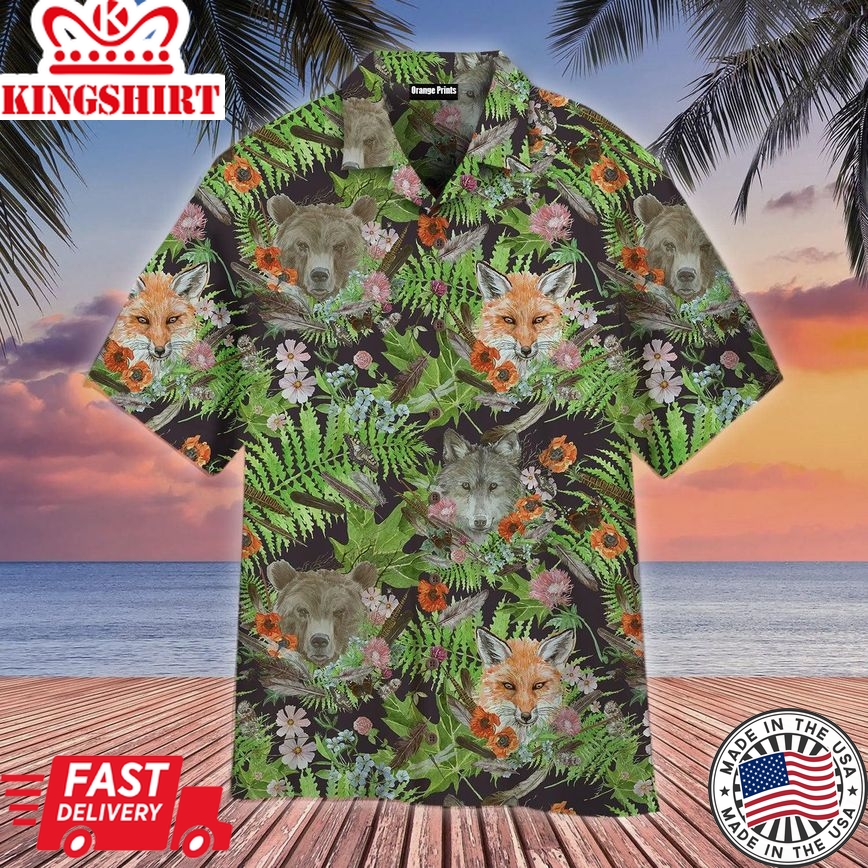 Vintage Style Pattern Wolf Trendy Hawaiian Shirt