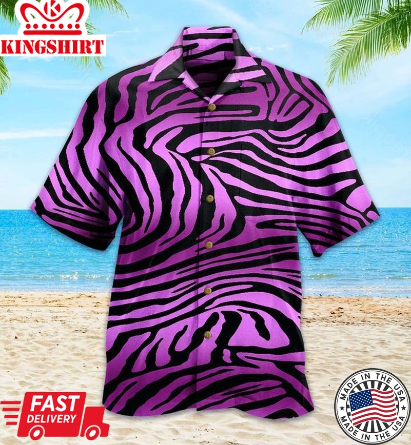 Violet Zebra Trendy Hawaiian Shirt 3D