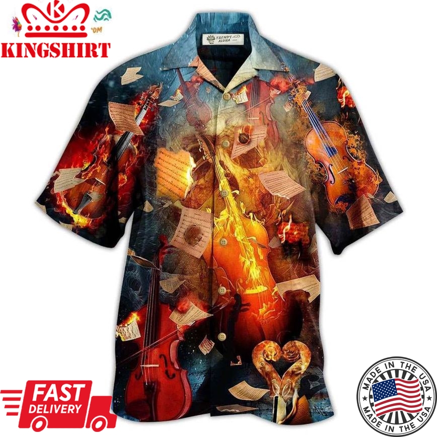 Violin Music Fire Burn Fire Hawaiian Shirt