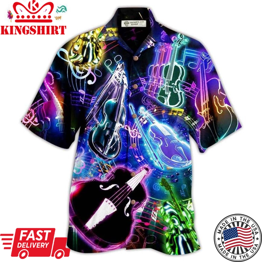 Violin Music Neon Style Hawaiian Shirt