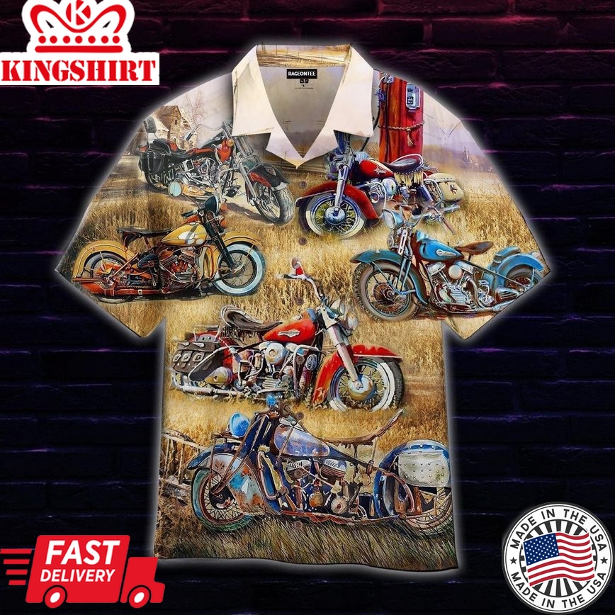 Vitage Motorcycle Trendy Hawaiian Shirt For