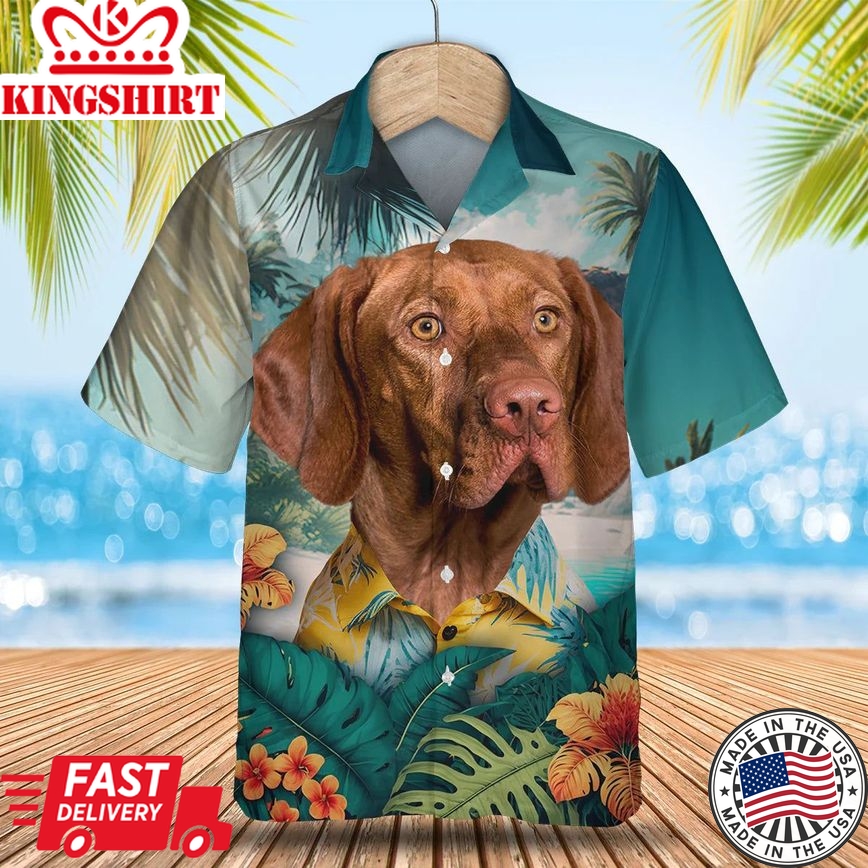 Vizsla Aloha Adventure - Experience Paradise with this Tropical Trendy Hawaiian Shirt