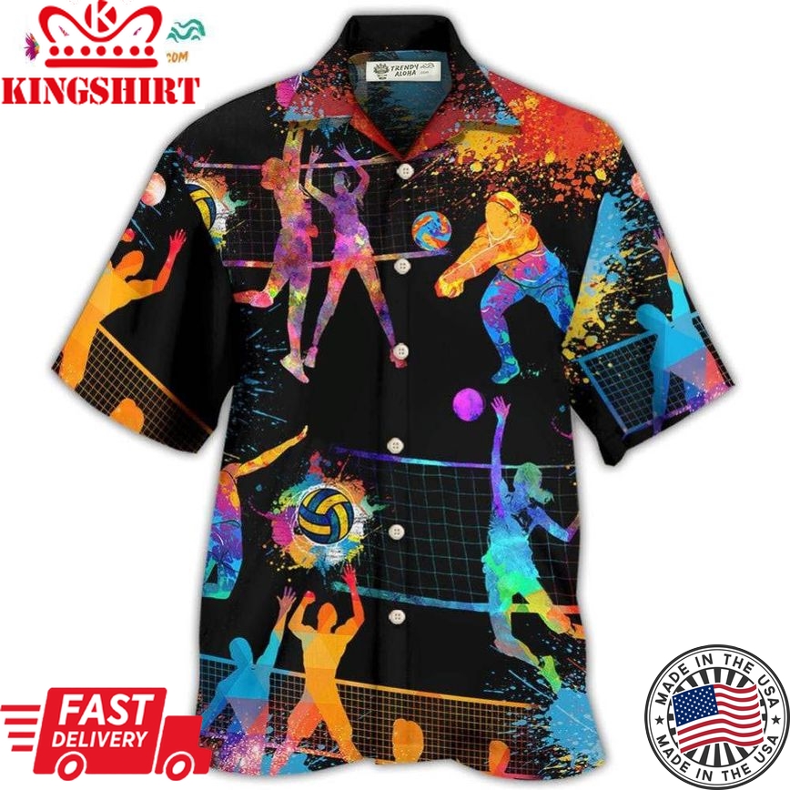 Volleyball Art Mix Color Hawaiian Shirt