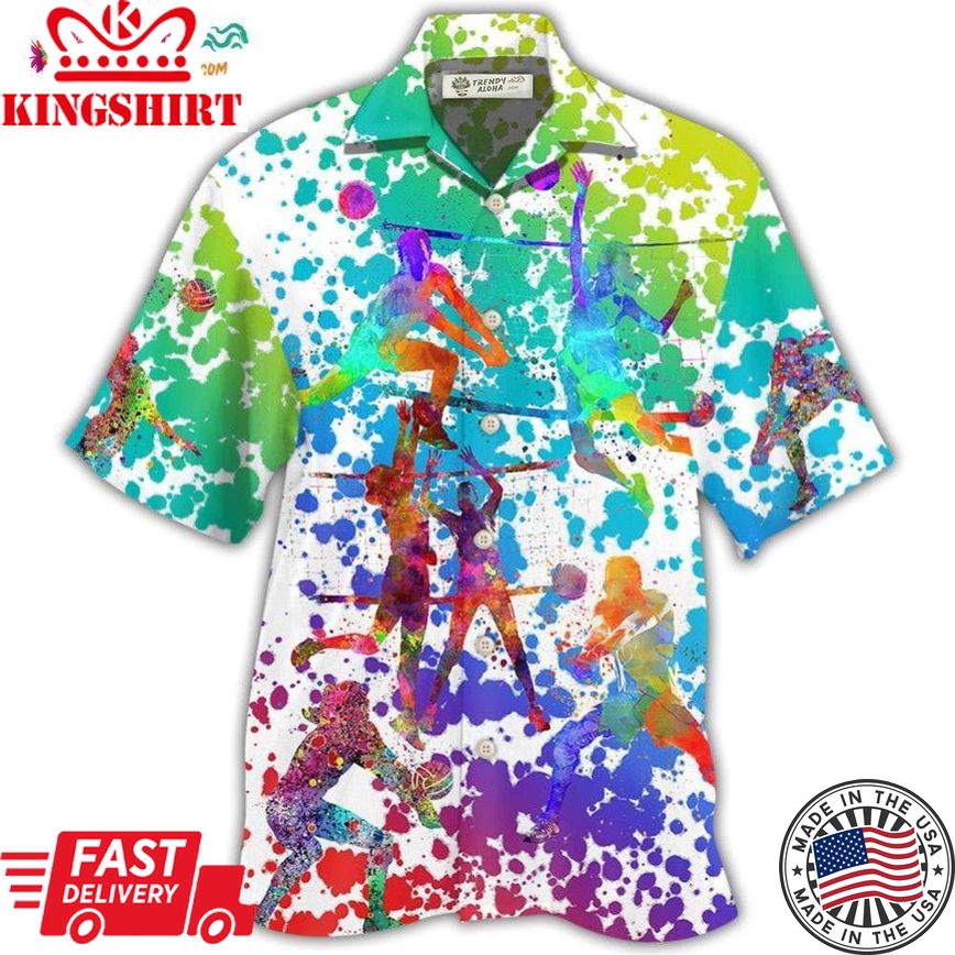 Volleyball Colorful Painting Hawaiian Shirt