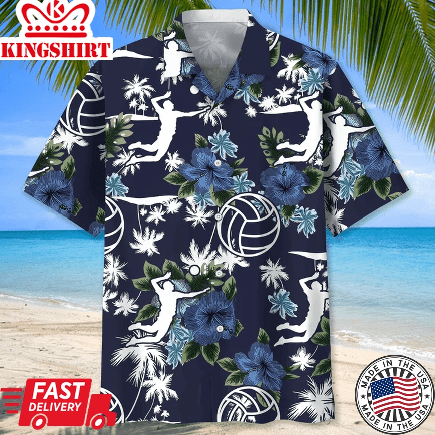 Volleyball Flower Trendy Hawaiian Shirt, Volleyball Shirt, Sports Team Group Shirts