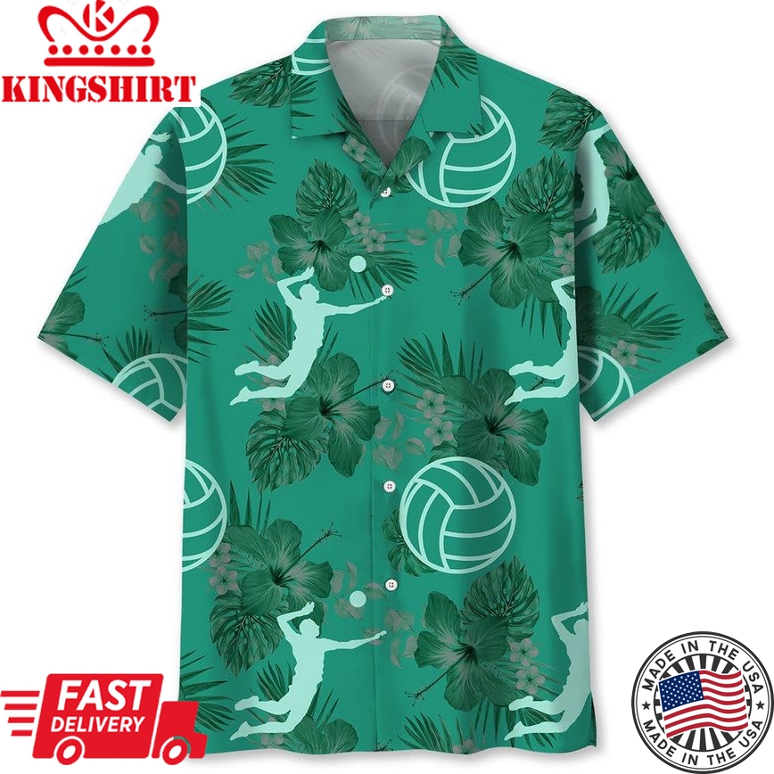 Volleyball Kelly Green Trendy Hawaiian Shirt