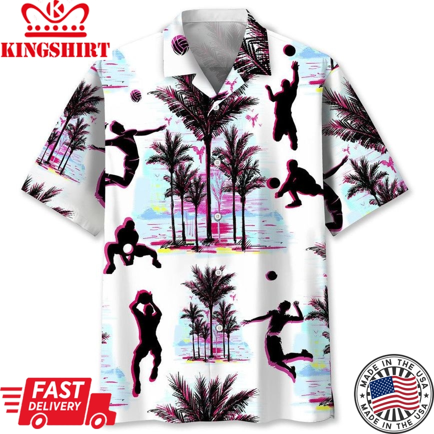 Volleyball Palm Trees Trendy Hawaiian Shirt