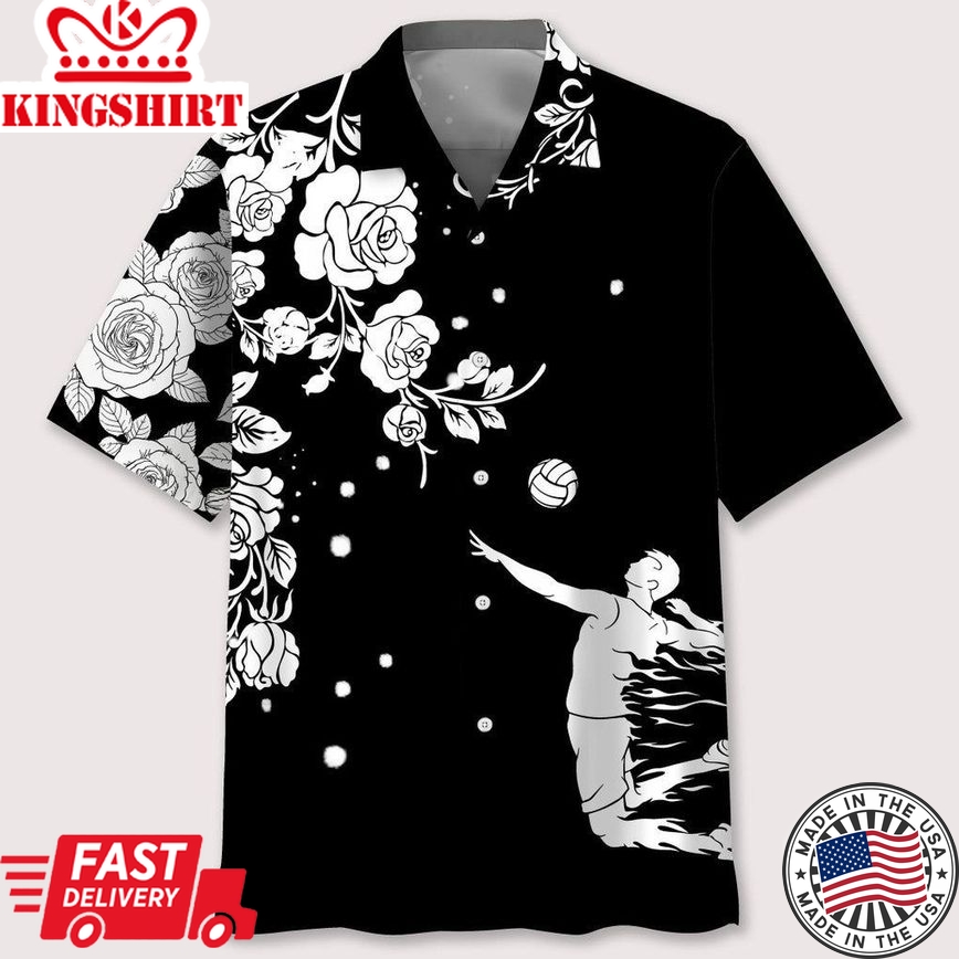 Volleyball Rose Bw Trendy Hawaiian Shirt