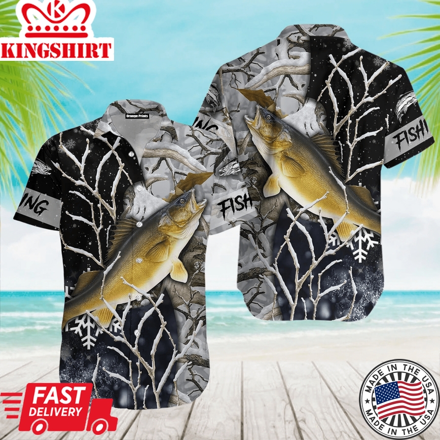 Walleye Ice Fishing Gear Trendy Hawaiian Shirt For