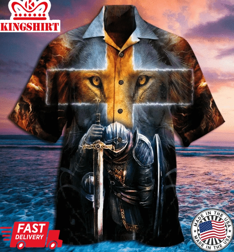 Warrior Of Christ Lion Cross Hawaiian Shirt