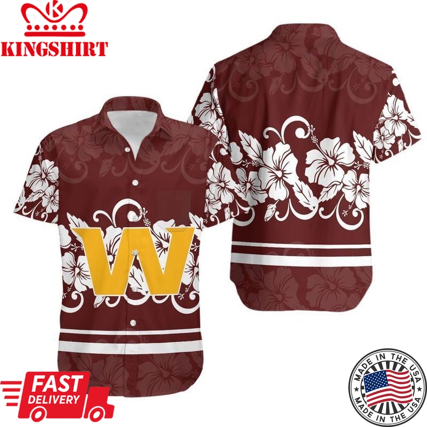 Washington Football Team Hibiscus Flowers Hawaii Shirt And Shorts Summer Collection Trending Hawaiian Shirts