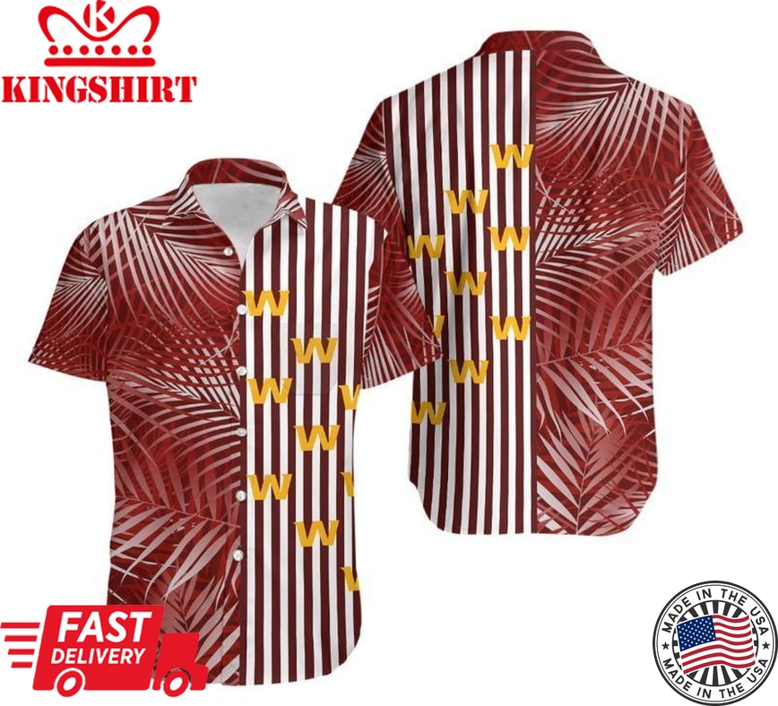 Washington Football Team Palm Leaves And Stripes NFL Gift For Fan Hawaiian Shirt & Short