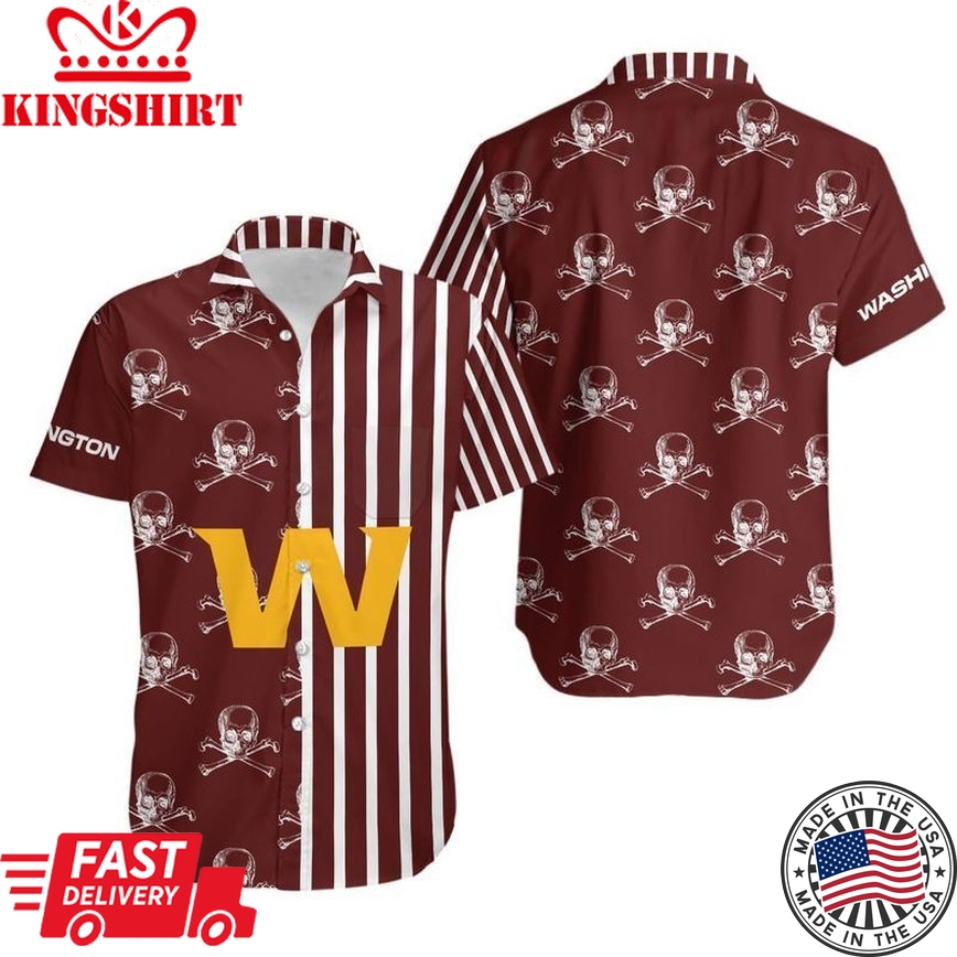 Washington Football Team Stripes And Skull Hawaii Shirt And Shorts