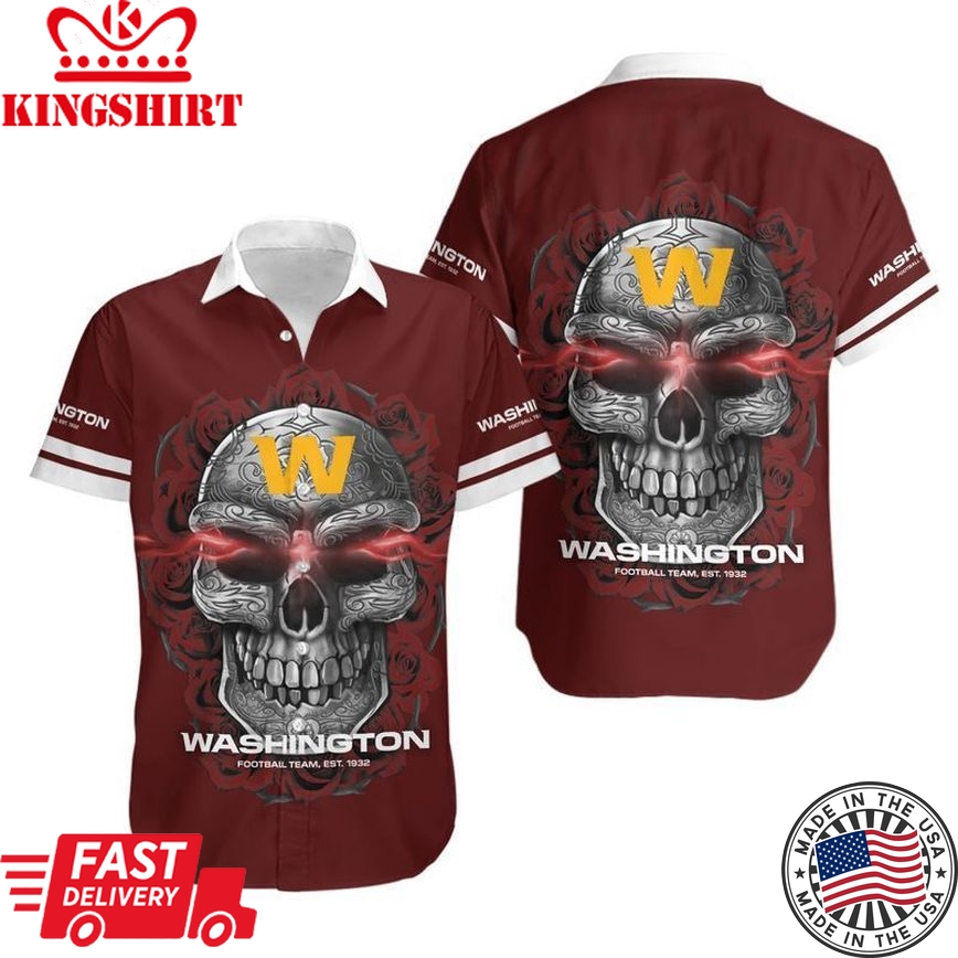 Washington Football Team Sugar Skull NFL Gift For Fan Hawaiian Shirt & Short