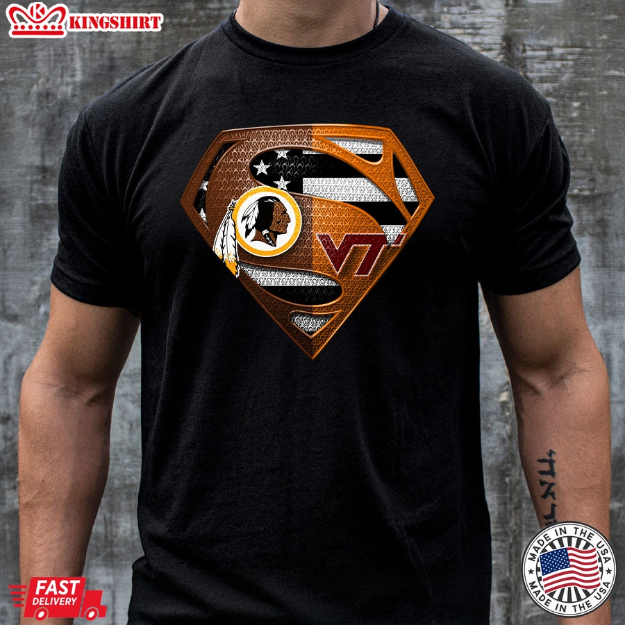 Washington Redskins And Virginia Tech Hokies Superman T-Shirt