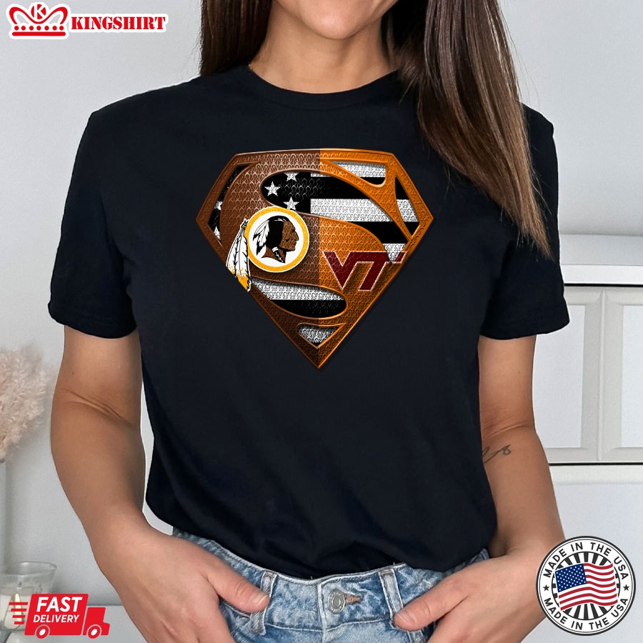 Washington Redskins And Virginia Tech Hokies Superman T-Shirt