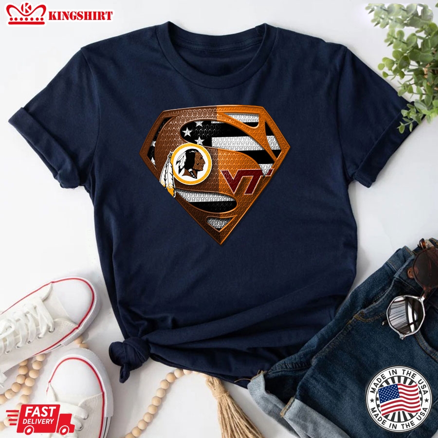 Washington Redskins And Virginia Tech Hokies Superman T-Shirt