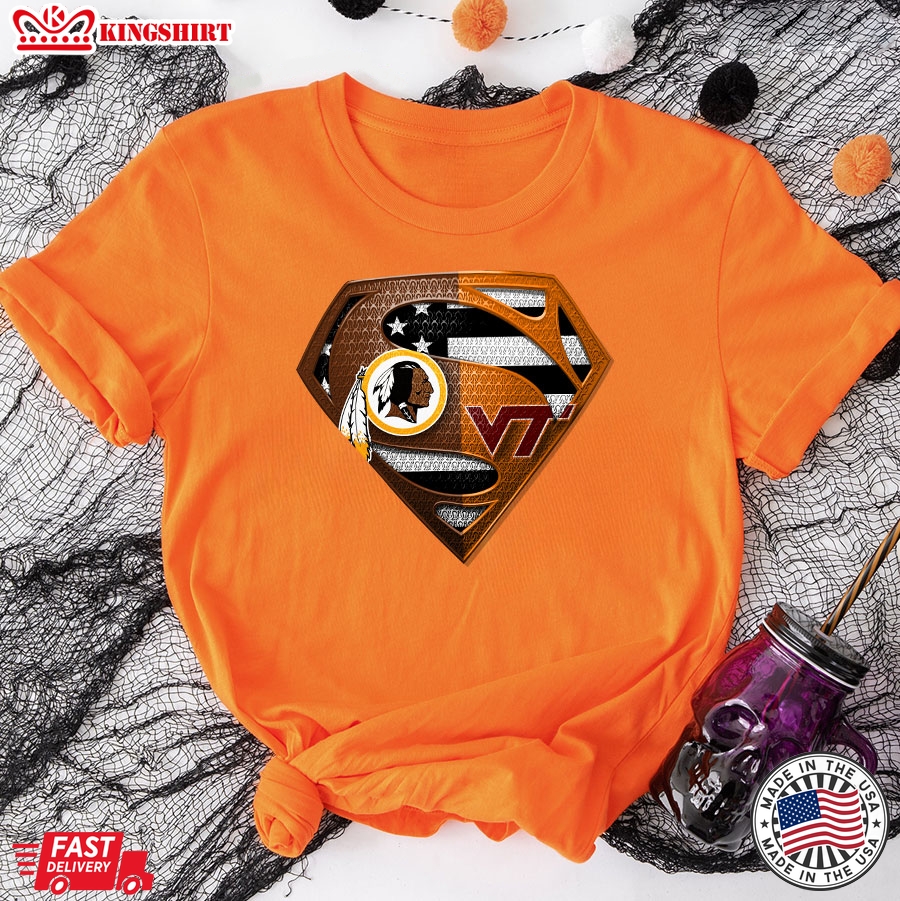 Washington Redskins And Virginia Tech Hokies Superman T-Shirt