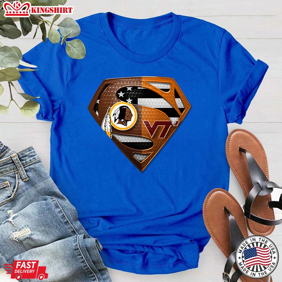 Washington Redskins And Virginia Tech Hokies Superman T-Shirt